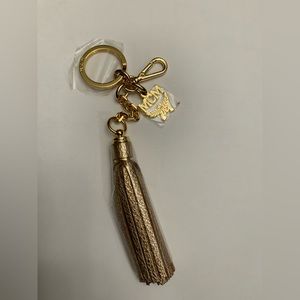 MCM leather tassel keychain